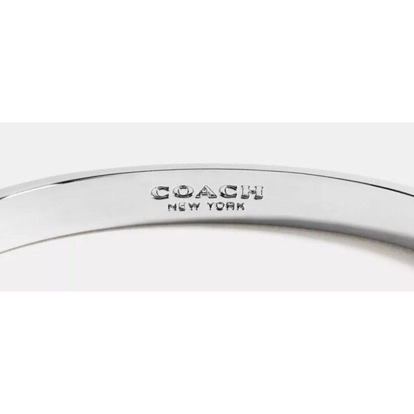 COACH Silver Signature Hoop Earrings (NWT) & Coach Signature Coach Bangle (Used) - Picture 7 of 7